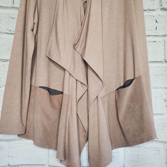 LOGO Lounge Lori Goldstein French Terry Peplum Cardigan Womens M Pink a281027 - Picture 4 of 8